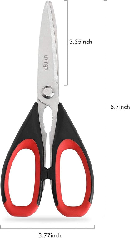 LIVINGO Kitchen Scissors Heavy Duty, 8.5 inch Dishwasher Safe Ultra Sharp Premium Heavy Duty Kitchen Shears, Multi Purpose Cooking Scissors Stainless Steel