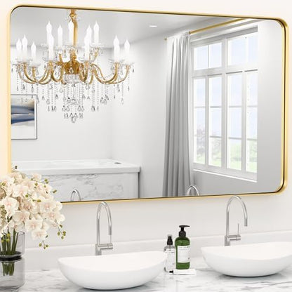 48"X 30" Gold Bathroom Mirrors for Over Sink,Aluminum Frame