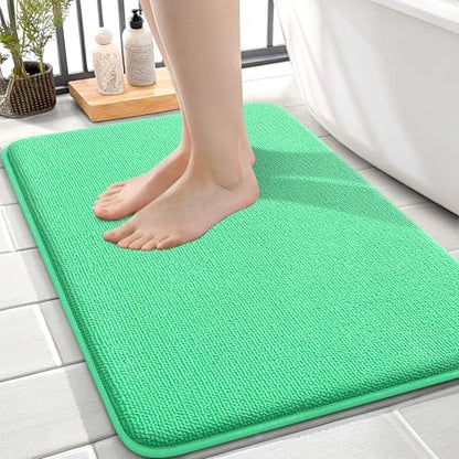 OLANLY Memory Foam Small Bathroom Rug 24x16, Absorbent Bath Mat, Mint Green