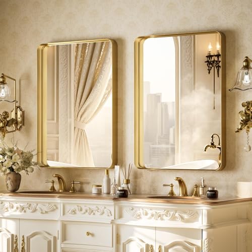 VooBang Bathroom Mirror 24"x32", Gold Gorgeous Deep Frame Wall Mirror