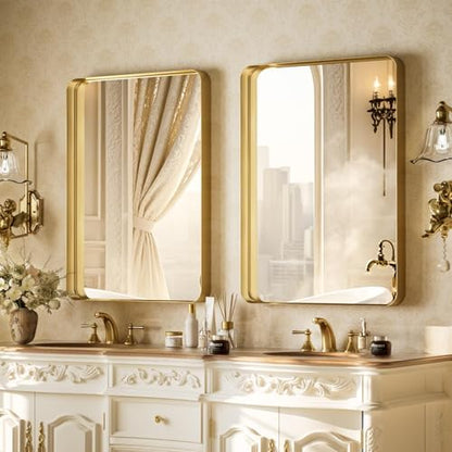 VooBang Bathroom Mirror 24"x32", Gold Gorgeous Deep Frame Wall Mirror