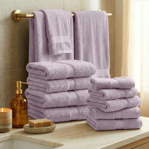SUPERIOR Egyptian Cotton Ultra Plush & Absorbent, 12 Piece Set, Purple