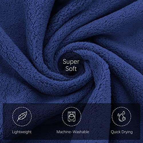 TENSTARS Silk Hemming Hand Towels for Bathroom - Quick Drying - Ultra Soft Microfiber Absorbent Towel for Bath Fitness, Gym, Shower, Hotel, and Spa - 16x28 Inch | Set of 6, Navy Blue