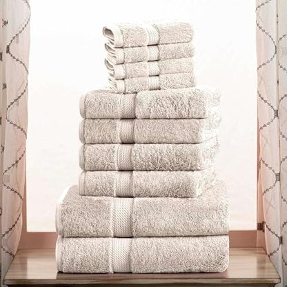 SUPERIOR Egyptian Cotton Ultra Plush & Absorbent, 10 Piece Set, Stone
