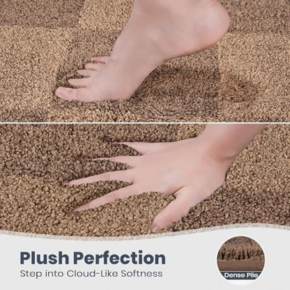 PURRUGS Bathroom Rug Non-Slip Machine Washable 30" x 60", Super Absorbent and Quick-Dry Bath Mat, Extra Soft and Plush Bath Rug for Shower, Bathtub and Sink, Grayish Brown & Coffee