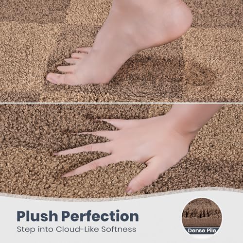 PURRUGS Bathroom Rug Non-Slip Machine Washable 30" x 46", Super Absorbent and Quick-Dry Bath Mat, Extra Soft and Plush Bath Rug for Shower, Bathtub and Sink, Grayish Brown & Coffee