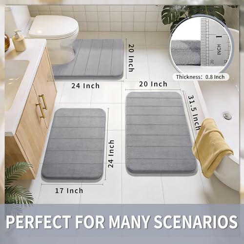 Yimobra Memory Foam Bath Mat 31.5x20, 5X Softer and Absorbent Bathroom Rug