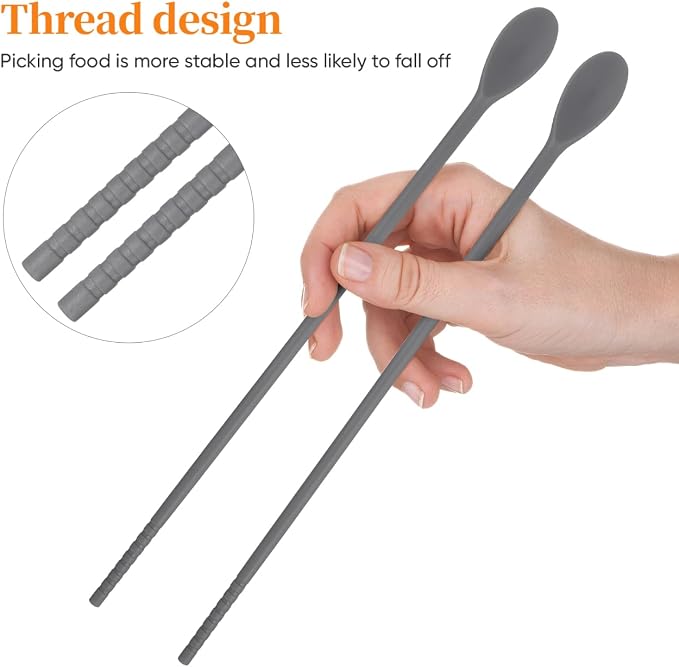 SHERCHPRY Double End Silicone Stirring Spoon with Integrated Chopsticks 11.02In Multi-Use Kitchen Tool for Cooking Mixing and Beverage Stirring