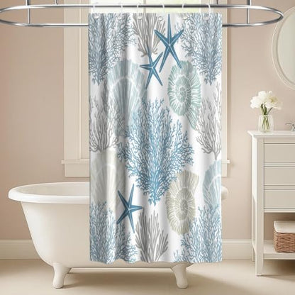 Cute Luxury Ocean Shower Curtain Kids Seashell Modern Nautical Tropical