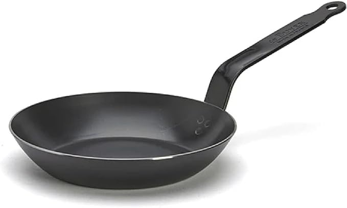 de Buyer - Blue Carbon Steel Fry Pan 2mm Thick - 8” Diameter, 5.5” Cooking Surface - Oven Safe - Naturally Non-Stick Finish - Made in France