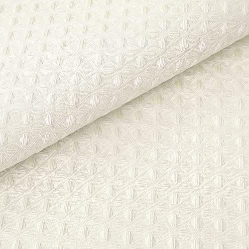 RiverDream Heavyweight Waffle No Hook Shower Curtain with Liner,Cream,71x74