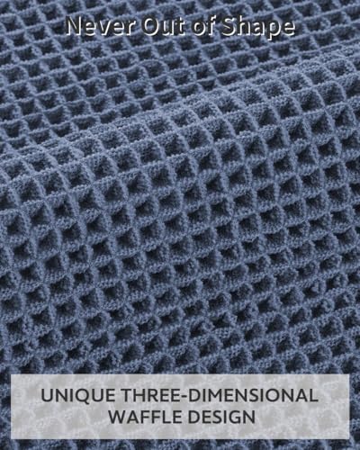 tchdio Waffle Bath Runner Rug, Super Absorbent Non Slip Bath Mats for Bathroom Machine Washable Long Rugs with Tassels, Bath Rugs for Bathroom Floor Beside Tub, 2' x 5'(24" x 60"), Blue