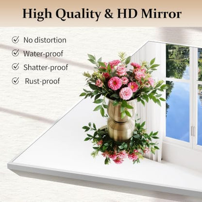 COFENY 30x40In Silver Bathroom Mirror for Wall, Brushed Nickel Rectangle Mirrors with Metal Frame, Bathroom Rectangular Mirror Modern Wall Mirror for Bedroom Living Room, Hangs Horizontal or Vertical