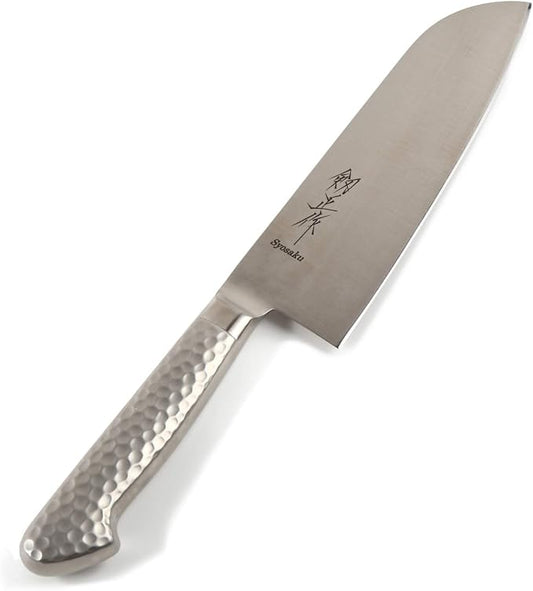 Japanese Multi Purpose Chef Knife INOX AUS-8A Stainless Steel Integrated Handle, Santoku 7-inch (180mm)
