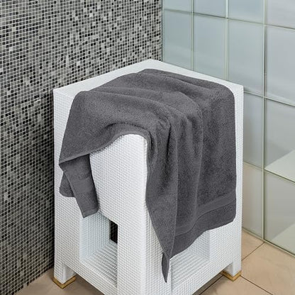 Large Bath Towels Set of 6 – 100% Cotton Terry – 24" x 50" – Quick Dry, Soft & Highly Absorbent – Grey Towels for Bathroom, Gym, Spa, Pool & Daily Use