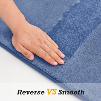 HUXMEYSON Bathroom Rugs Sets 2 Piece, Non-Slip & Quick Dry Bath Mat Set, Ultra Soft Velvet Bath Rugs for Bathroom, Toilet and Shower Floor, Dusty Blue