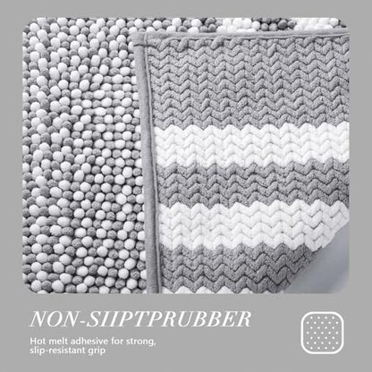 BSICPRO Bathroom Rugs, 20x32 Chenille Bath Mats, Light Grey