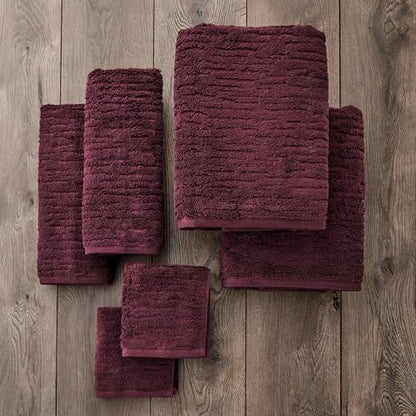 SKL Home CloudSoft Bath Towel Set, 6-Piece, 100% Cotton Luxury, Bordeaux