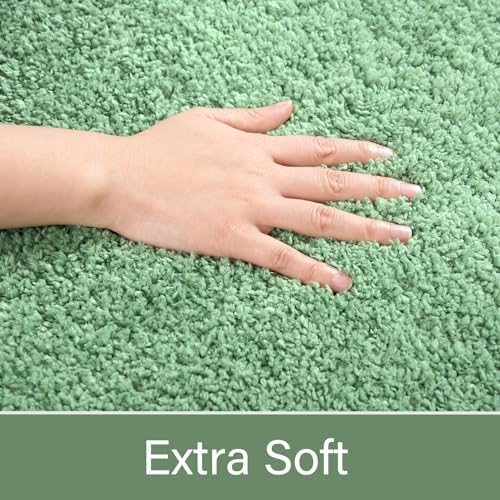 LOCHAS Bathroom Rugs 36x24 Inch, Microfiber Bath Rug Non Slip, Sage Green