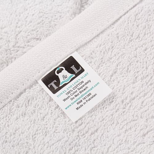 Towel and Linen Mart 100% Cotton White 6 Pack Bath Towel Set, Quick Dry, Super Absorbent, Light Weight, Soft Feel for Hotel, Spa and Bathroom (27 X 54) (White, 27 x 54 6 Pack)