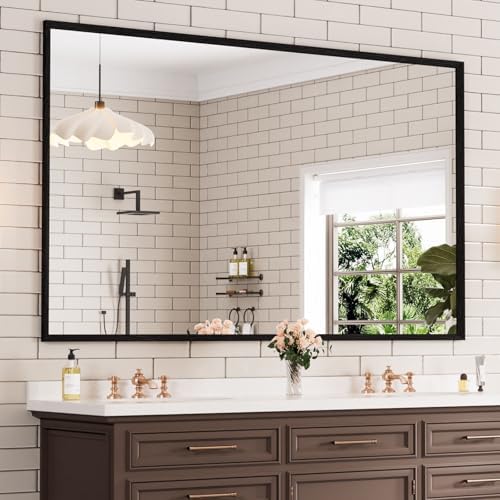 WEER Matte Black Bathroom Vanity Mirror 60X36 Inch