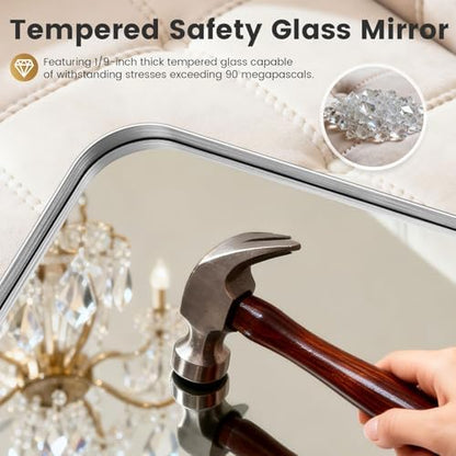 22×34-inch Silver Wall-Mounted Bathroom Mirror