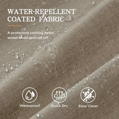 Furlinic Greige Scalloped Shower Curtain 72x96 No Hook Fabric Extra Long