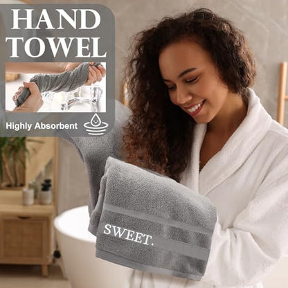 Hahafelt Decorative Bathroom Towel Set,Grey,Home Sweet Home