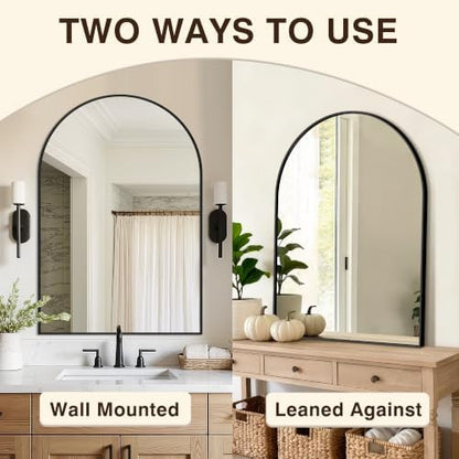 Arched Bathroom Vanity Mirror for Over Sink, 2 Pack 38”x26”, Black