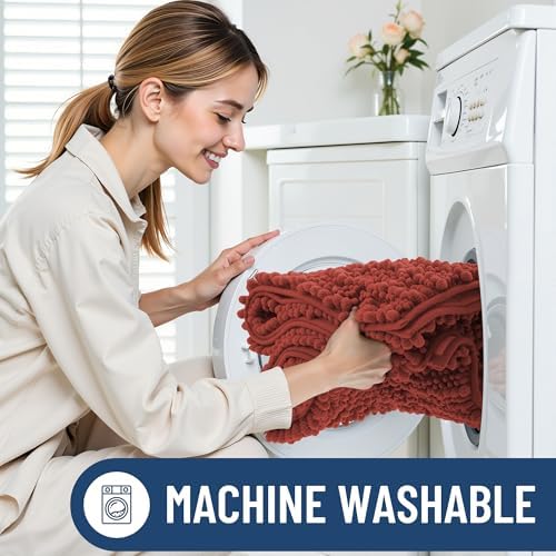 Smiry Bathroom Rugs 30X20, Extra Soft Rubber Backing Chenille Bath Mats