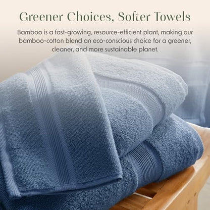 Springtree Home Luxury Bamboo Rayon Bath Towel Set | 6-Piece Set | Blue