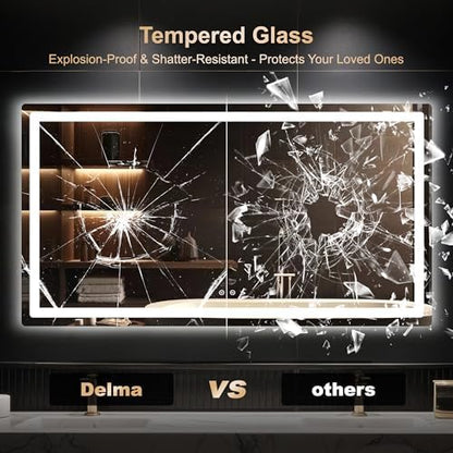 Delma 30x55 LED Bathroom Vanity Mirror with Lights, Anti-Fog, Dimmable