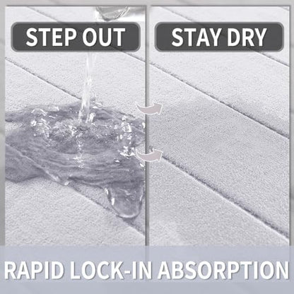 Yimobra Large Bath Mat 36"x24", Super Soft Quick Dry Memory Foam Bathroom Rug, Water Absorbent, Non Slip Backing Machine Washable for Tub Shower, Thick Comfort Support, White