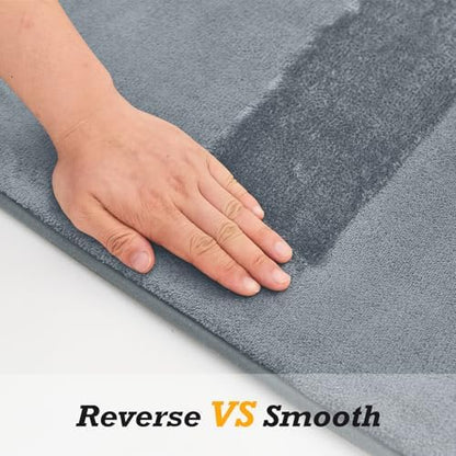 HUXMEYSON Bathroom Rugs Sets 2 Piece, Non-Slip & Quick Dry Bath Mat Set, Ultra Soft Velvet Bath Rugs for Bathroom, Toilet and Shower Floor, Grey