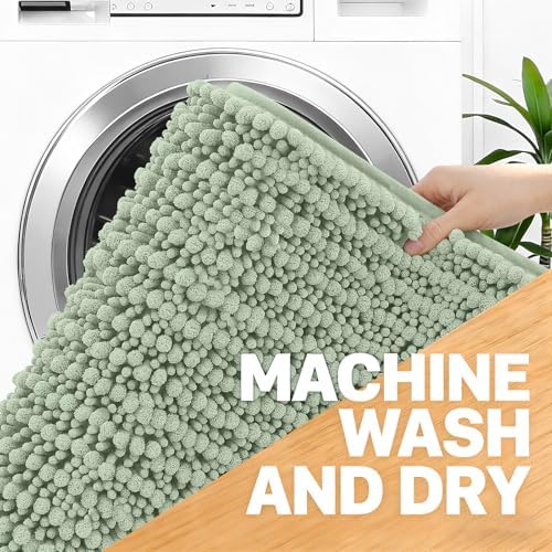 OLANLY Large Bathroom Rugs 59x35, Thick Soft Absorbent Chenille Bath Rugs