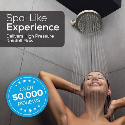 SparkPod Rain Shower Head, 6 Inch Round, Elegant Brushed Nickel Finish