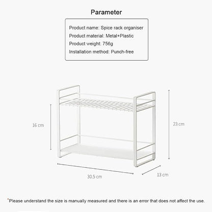 Craftland Wrought Iron 2 Tier Kitchen Organizer Stand Shelf Holder Storage Rack For Spices Jars Utensils Dishes Plates