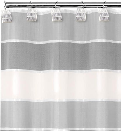 Zahari Home 13pc Modern Line Shower Curtain Set - Gray Luxury Contemporary Shower Curtains with Unique Design & 12 Hooks