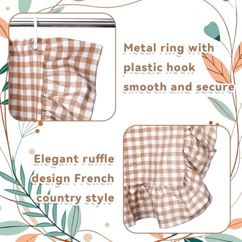 HunnmingRe Ruffled Gingham Shower Curtain Taupe