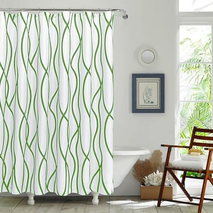 Fabric Modern Extra Long Shower Curtains for Bathroom-Sage and White