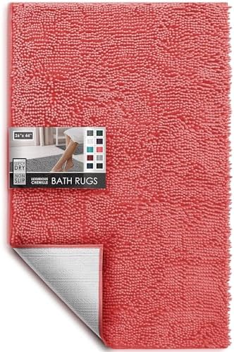 Hearth & Harbor Bathroom Rugs, Chenille Bath Mat - Machine Washable Bath Mats for Bathroom Non-Slip Backing Rubber, Quick Dry Bathroom Mat