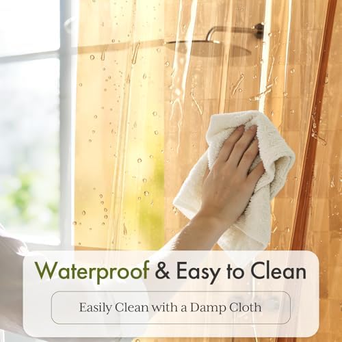 Bathway Shower Curtain Liner, Clear Shower Curtain Liner 72x72 PEVA Waterproof Shower Curtain Liner Plastic with 3 Magnets and 12 Rustproof Metal Grommets, Lightweight Orange Amber Shower Liner