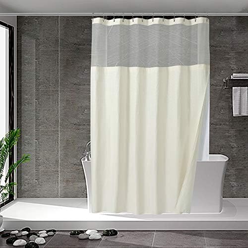 N&Y HOME Waffle Weave Shower Curtain with Snap-in Liner Set Cream, 71x72