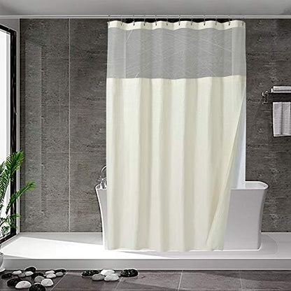 N&Y HOME Waffle Weave Shower Curtain with Snap-in Liner Set Cream, 71x72