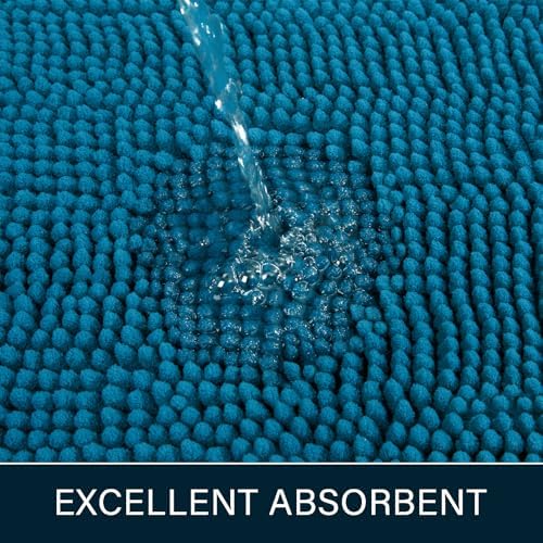 LOCHAS Luxury Bathroom Rug Shaggy Bath Mat 24 x 70 Inch, Peacock Blue