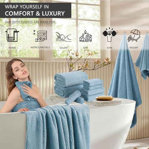 4 Piece Extra Large Bath Towel 35"x70" Oversized Bath Sheet Bath Towel Set for Bathroom Ultra Soft Cozy Highly Absorbent Quick Dry Bathroom Towel for Spa Gym Hotel,Shower Towel for Daily Use,Turquoise