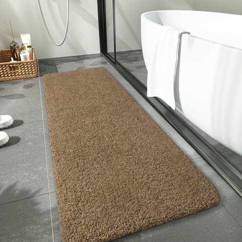 LOCHAS Bathroom Rug Runner 24x60 Inch, Bath Rugs Non Slip, Light Brown