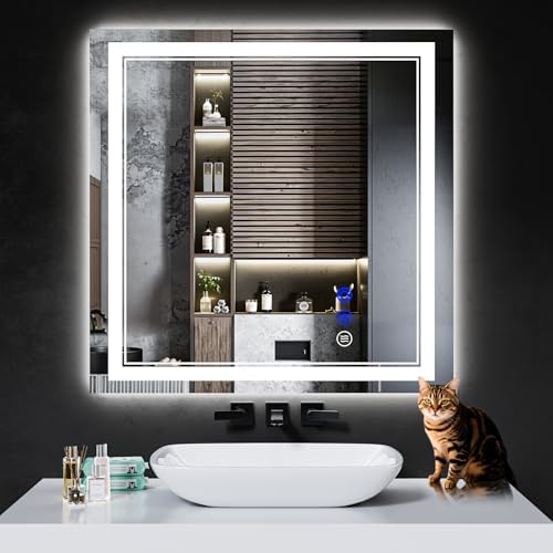 30"x30" LED Bathroom Mirror with Lights,Anti-Fog,3 Color Modes