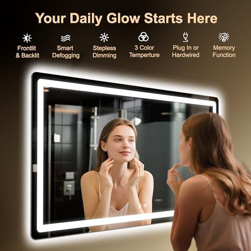 LED Bathroom Mirror, 50"x30" Bathroom Vanity Mirror with Lights