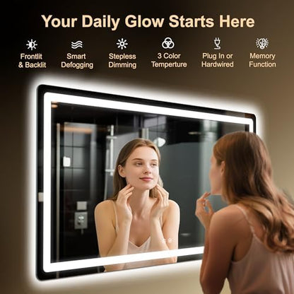LED Bathroom Mirror, 50"x30" Bathroom Vanity Mirror with Lights